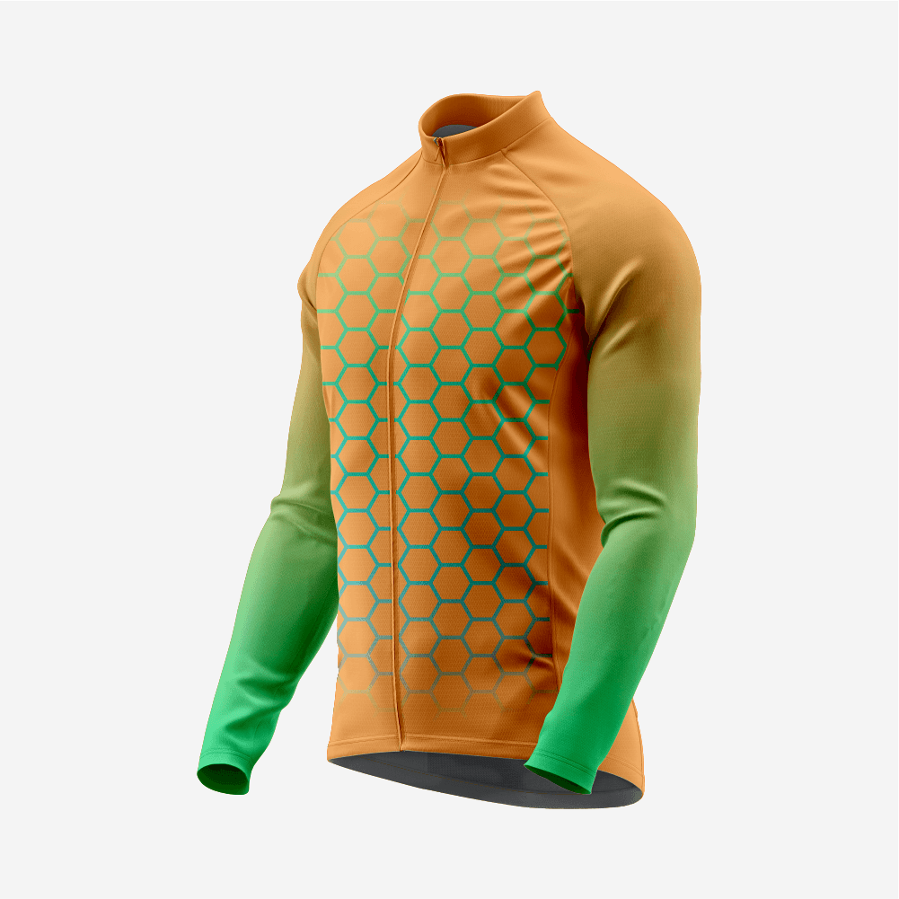 Men's Long Sleeve Cycling Jersey| Breathable Hex Print Bike Jersey - K2 Sportswear | Custom Sports Uniforms & Apparels - K2 Sportswear