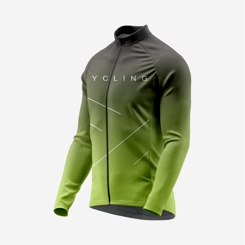 Men’s Olive Long Sleeve Cycling Jersey for Road Riders