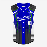 Custom Black/Blue Sleeveless Full Button Softball Jersey – Pro Fit - K2 Sportswear | Custom Sports Uniforms & Apparels - K2 Sportswear