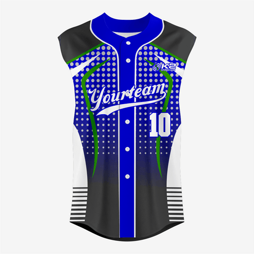 Custom Black/Blue Sleeveless Full Button Softball Jersey – Pro Fit - K2 Sportswear | Custom Sports Uniforms & Apparels - K2 Sportswear