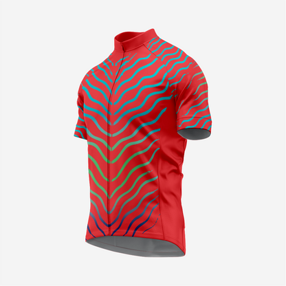 Men’s Red Short Sleeve Cycling Jersey for Road and Racing