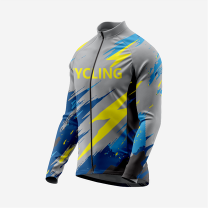 Breathable Men’s Dark Gray Long Sleeve Cycling Jersey with Pockets