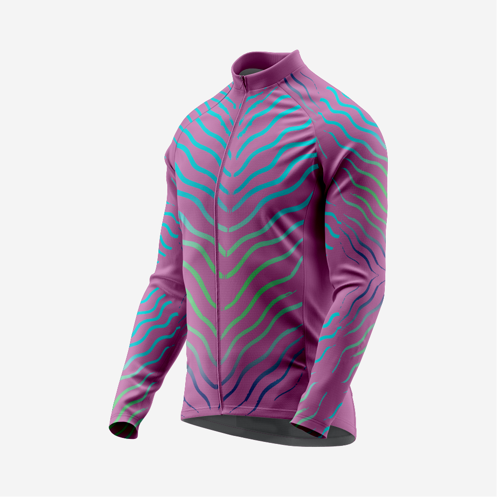 Dark Purple Men’s Long Sleeve Cycling Jersey Durable Bicycle Jerseys Mens