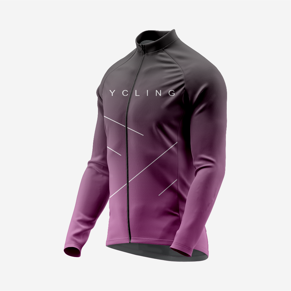 Men’s Long Sleeve Cycling Top and Bib Shorts Set - Dark Lavender