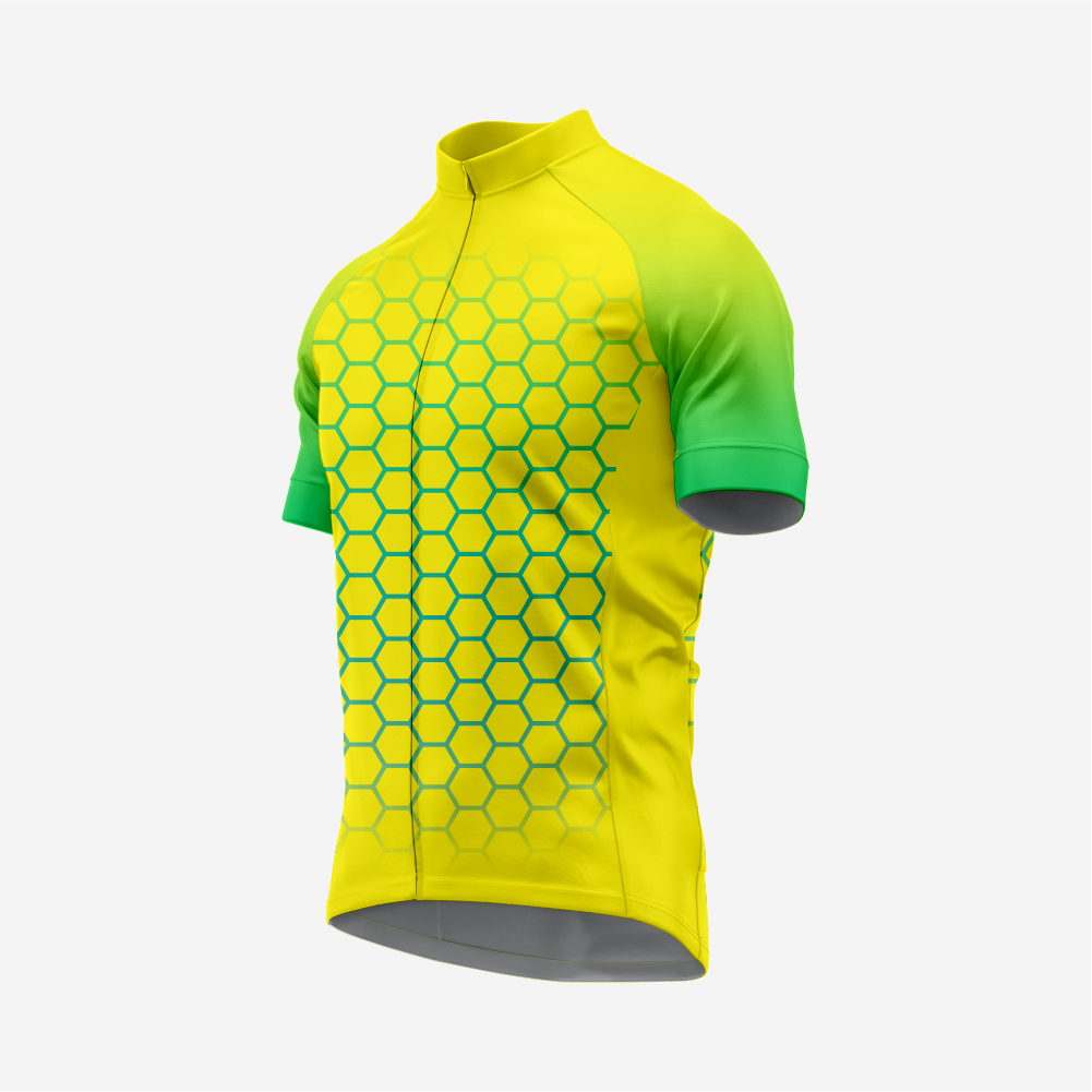 Men's Short Sleeve Cycling Jersey | Hexagon Print Performance Shirt
