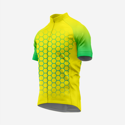 Men's Short Sleeve Cycling Jersey | Hexagon Print Performance Shirt