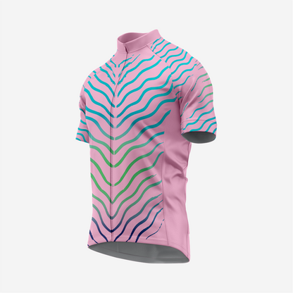 Men’s Pink Short Sleeve Cycling Jersey for Road and Racing