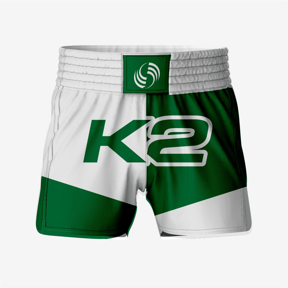 Custom Wrestling Fighting Shorts in White/Green