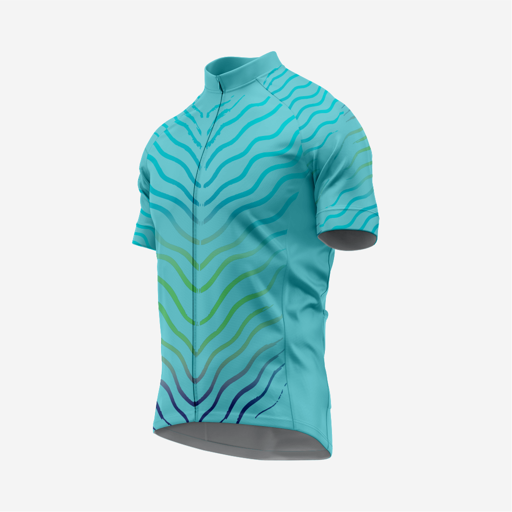 Men’s Turquoise Short Sleeve Cycling Jersey for Road and Racing