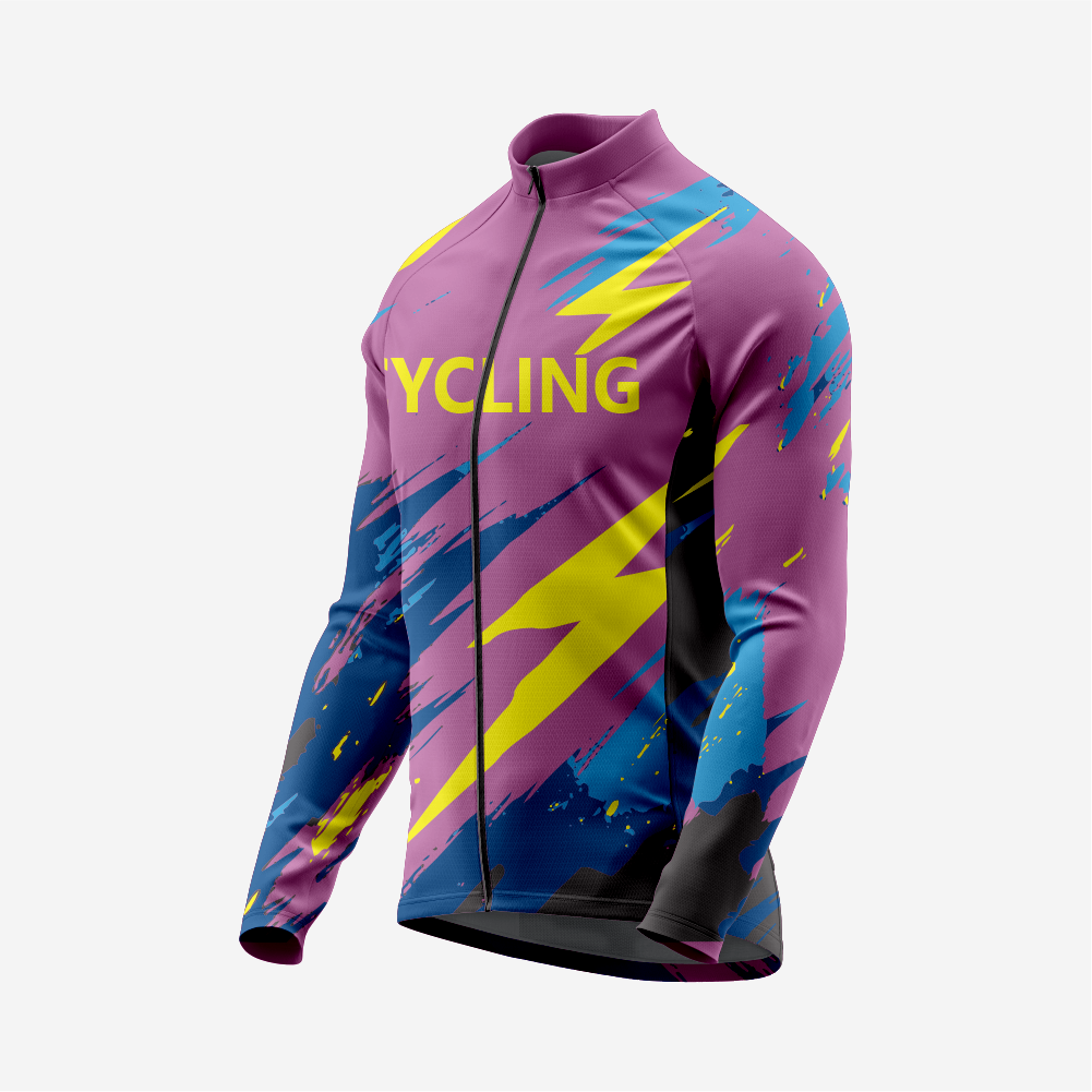 Men’s Long Sleeve Cycling Jersey and Bib Shorts Set - Palatinate Purple