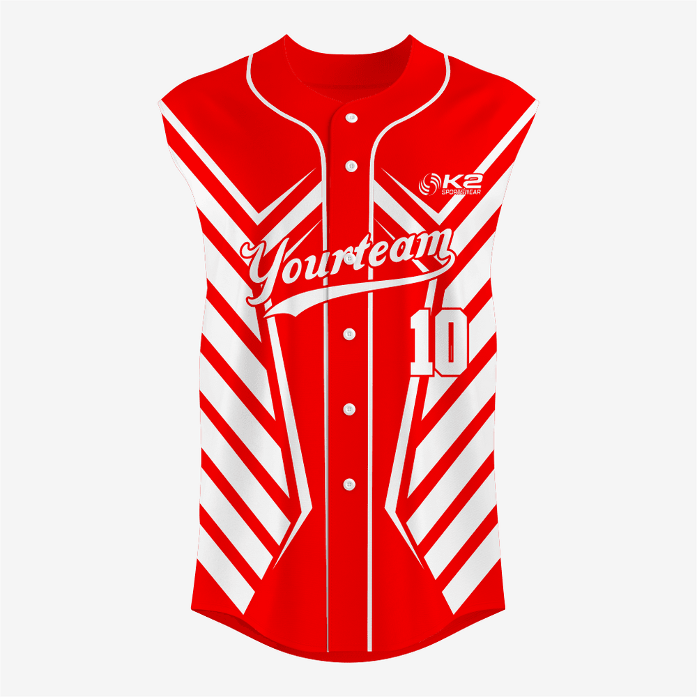 Personalized Red Sleeveless Full Button Softball Jersey – Pro Fit