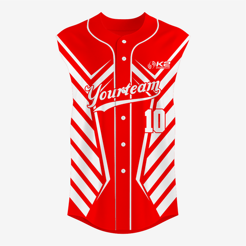 Personalized Red Sleeveless Full Button Softball Jersey – Pro Fit - K2 Sportswear | Custom Sports Uniforms & Apparels - K2 Sportswear