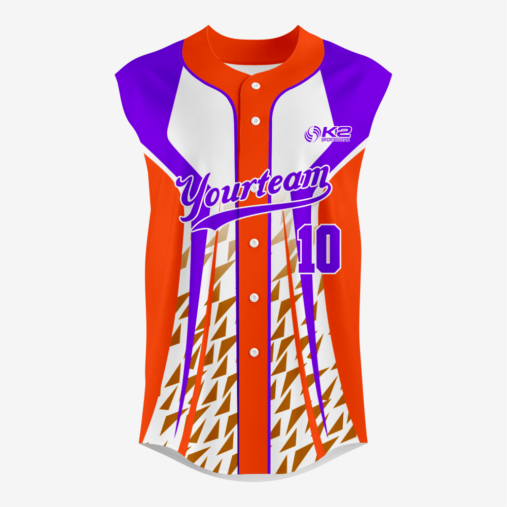 Custom Orange/Purple Sleeveless Full Button Softball Jersey – Pro Fit