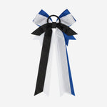 Blue Custom Cheerleading Bow - Rhinestone Hair Bow Ponytail Holder