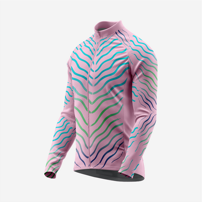 Light Pink Men’s Long Sleeve Cycling Jersey Durable Bicycle Jerseys Mens