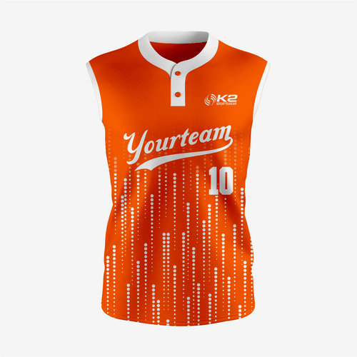 Premium Orange Sleeveless Softball Jersey with 2 Buttons - K2 Sportswear | Custom Sports Uniforms & Apparels - K2 Sportswear