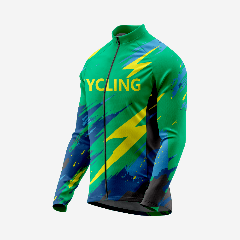 Men’s Long Sleeve Bike Jersey and Bib Shorts Set - Green