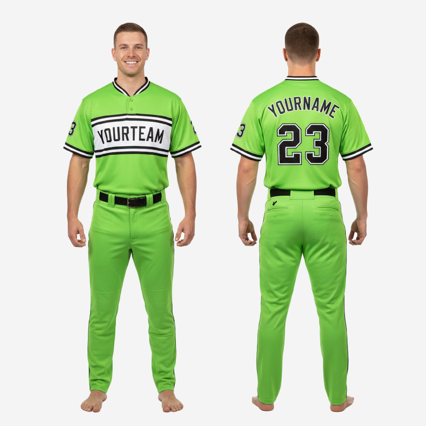 Personalized Baseball Team Uniform - Custom Jersey & Pants Set in Yellow Green