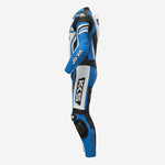 Personalized Motorbike Leather Suit in Blue - Custom Racing One Piece Track Suit