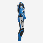 Personalized Motorbike Leather Suit in Blue - Custom Racing One Piece Track Suit
