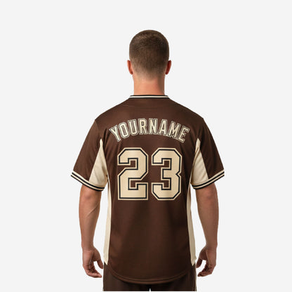 Custom Baseball Jersey in Brown - Youth & Adult Full Button Team Name Number Jersey