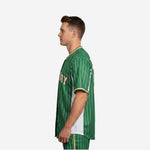 Custom Baseball Jersey in Green - Pinstripe Full Button Jersey Team Name & Number