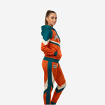 Custom Cheerleading Warmup Set Orange Green - Pullover Hoodie & Pants Team Name Design
