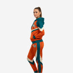 Custom Cheerleading Warmup Set Orange Green - Pullover Hoodie & Pants Team Name Design