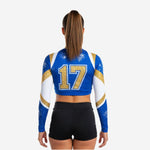 Blue & Gold Cheer Uniform Top - Personalized Team Name & Player Number