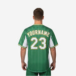 Custom Baseball Jersey in Green - Pinstripe Full Button Jersey Team Name & Number