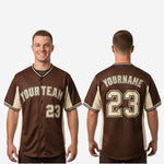 Custom Baseball Jersey in Brown - Youth & Adult Full Button Team Name Number Jersey