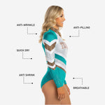 Personalized Cheer Bodysuit - Tiffany Blue Glitter High Neck Design