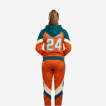 Custom Cheerleading Warmup Set Orange Green - Pullover Hoodie & Pants Team Name Design