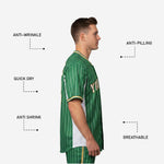 Custom Baseball Jersey in Green - Pinstripe Full Button Jersey Team Name & Number