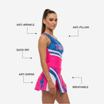 Custom Cheerleading Uniform Dress - Pink Blue Chevron Sleeveless Design