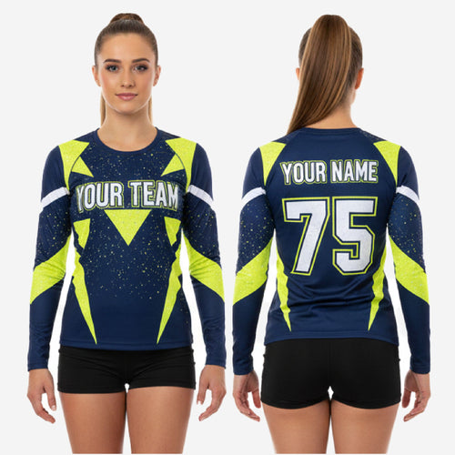 Custom Printed Cheer Practice Jersey - Oxford Blue Long Sleeve Shell