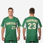 Custom Baseball Jersey in Green - Pinstripe Full Button Jersey Team Name & Number