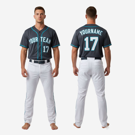 Personalized Baseball Uniform Set Charcoal - Custom Jersey & Pants Sublimation Print