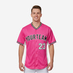 Personalized Baseball Jersey in Pink - Custom Team Name Number Sublimated Baseball Shirt
