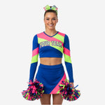 Custom Sublimated Blue Cheerleading Set - Crop Top & Pleated Skirt Team Uniform