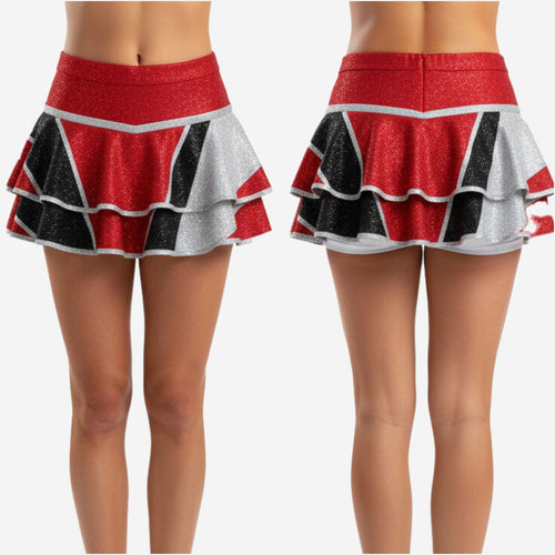Personalized Cheer Skirt - Custom Sublimated Tiered Cheerleading Skirt in Red