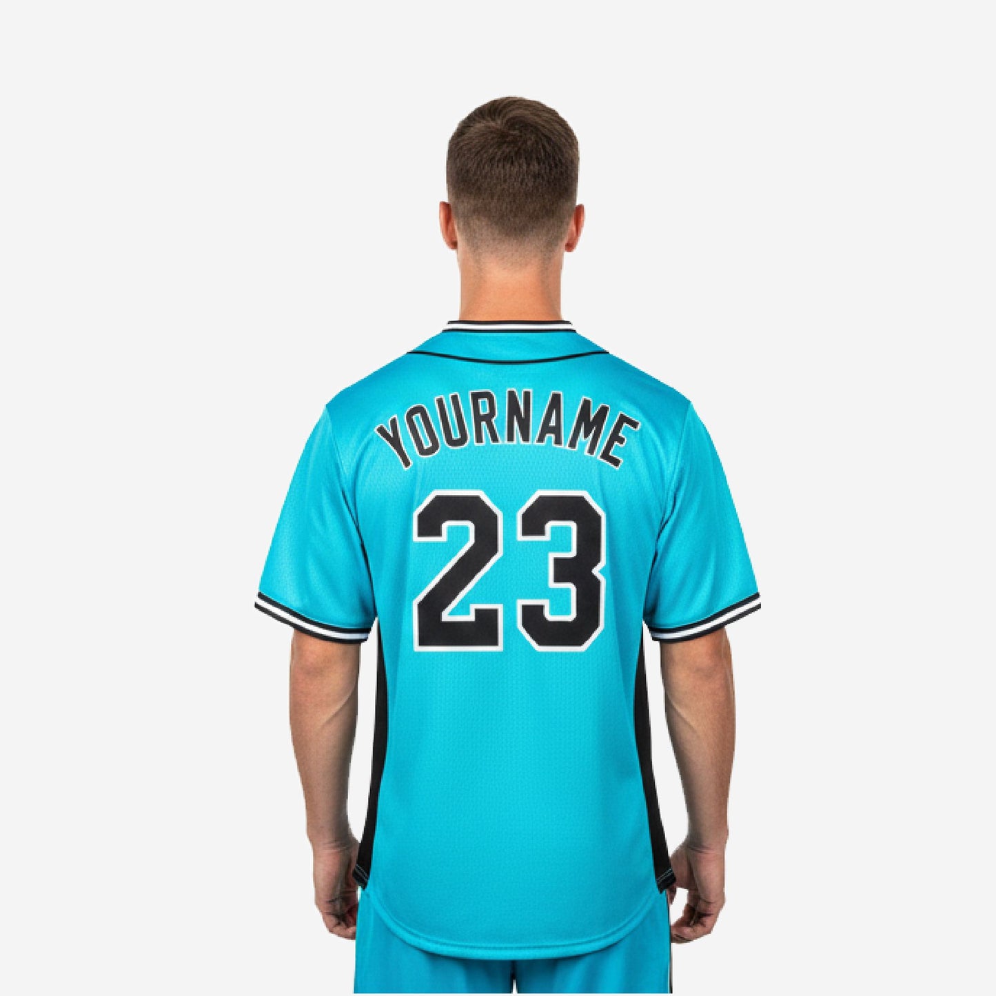 Custom Baseball Jersey in Turquoise - Youth & Adult Full Button Team Name Number Jersey