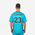 Custom Baseball Jersey in Turquoise - Youth & Adult Full Button Team Name Number Jersey