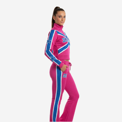 Personalized Cheer Tracksuit Pink - Custom Team Name Half Zip Warmup & Joggers Set