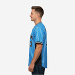 Custom Baseball Uniform Jersey - Pinstripe Full Button Sublimated Jersey in Sky