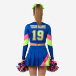 Custom Sublimated Blue Cheerleading Set - Crop Top & Pleated Skirt Team Uniform