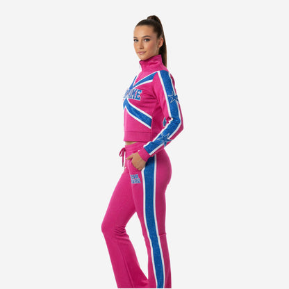 Personalized Cheer Tracksuit Pink - Custom Team Name Half Zip Warmup & Joggers Set