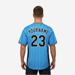 Custom Baseball Uniform Jersey - Pinstripe Full Button Sublimated Jersey in Sky