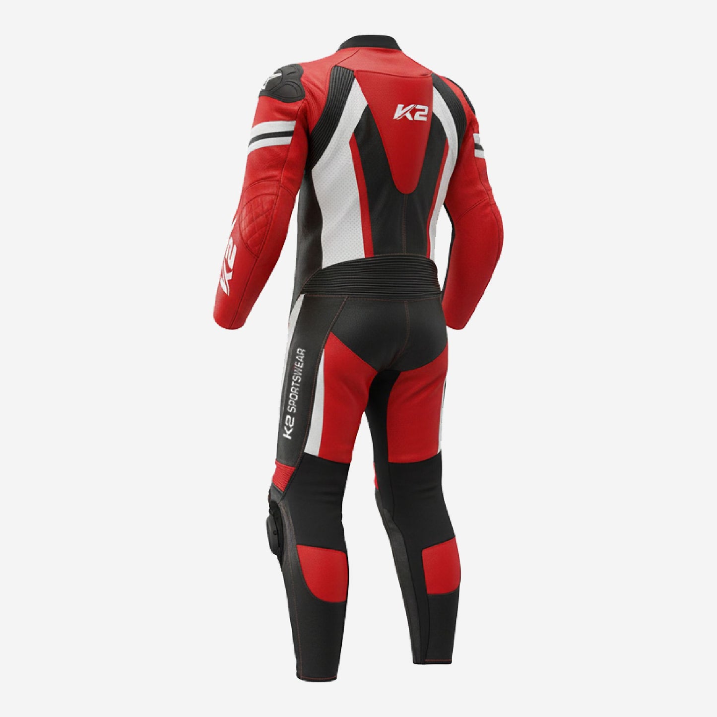 Personalized Motorbike Leather Suit in Red & Black - Custom Racing One Piece Track Suit