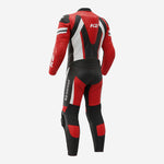 Personalized Motorbike Leather Suit in Red & Black - Custom Racing One Piece Track Suit
